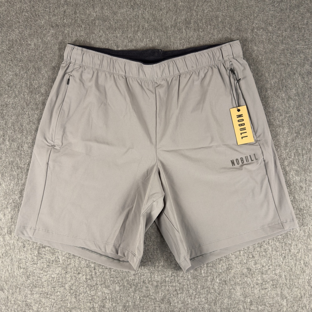NOBULL Mountain Run Shorts Mens Large Gray Microfiber 9 Inch Training Stretch